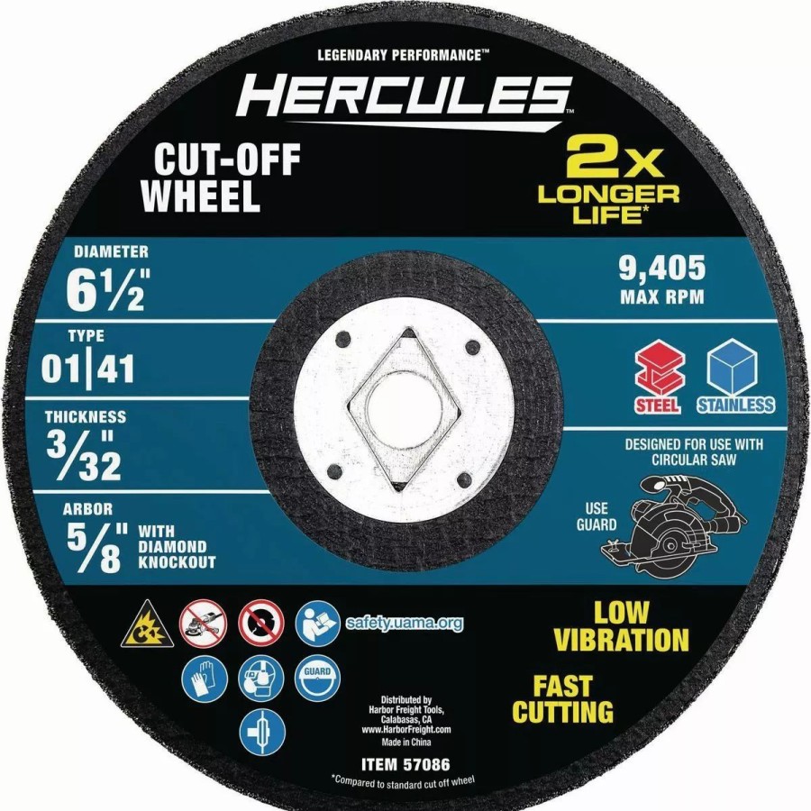 Power Tools Hercules | Hercules 6-1/2 In. X 3/32 In. X 5/8 In. Type 01/41 Metal Cut-Off Wheel