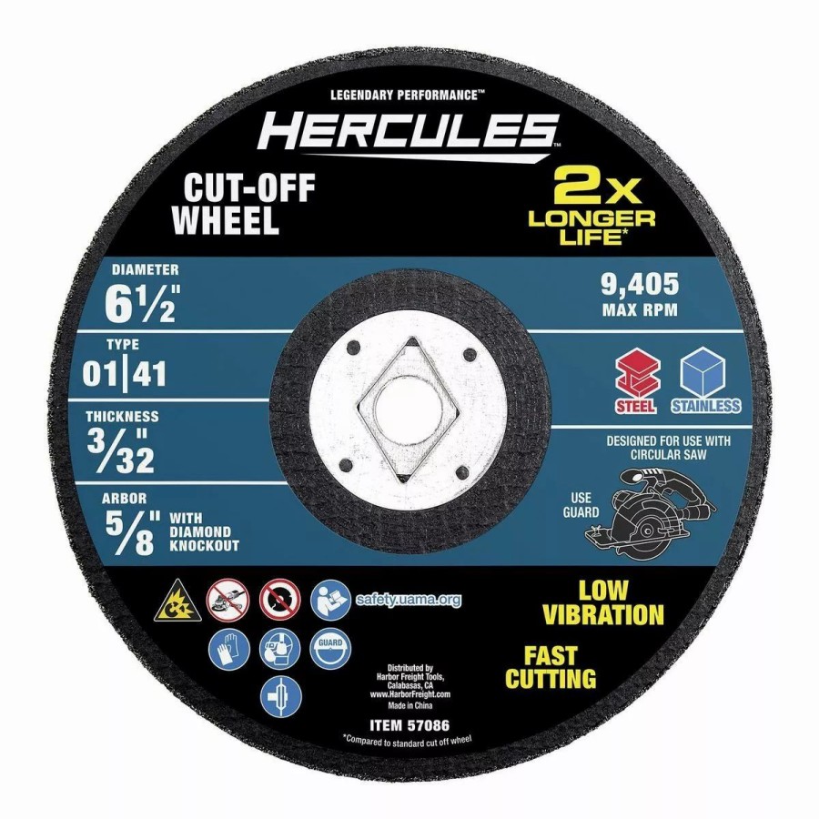 Power Tools Hercules | Hercules 6-1/2 In. X 3/32 In. X 5/8 In. Type 01/41 Metal Cut-Off Wheel