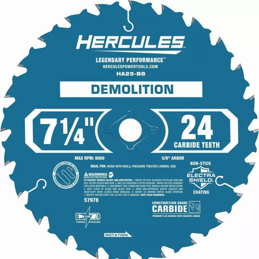 Power Tools Hercules | Hercules 7-1/4 In., 24T Demolition Miter And Circular Saw Blade