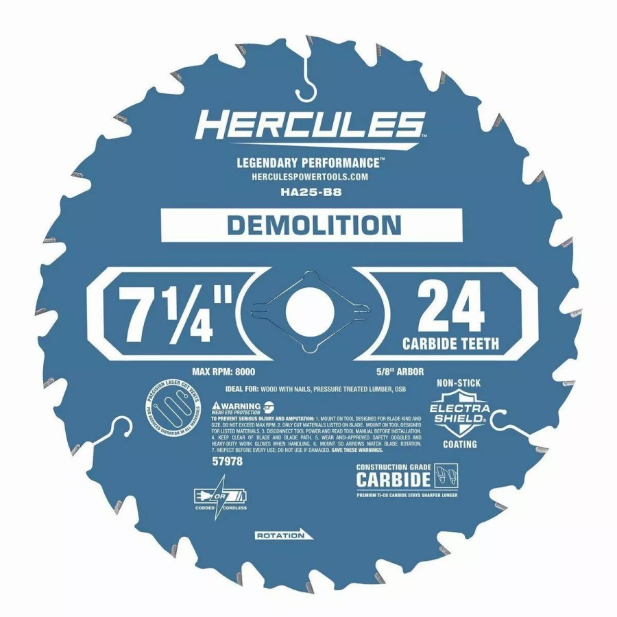 Power Tools Hercules | Hercules 7-1/4 In., 24T Demolition Miter And Circular Saw Blade