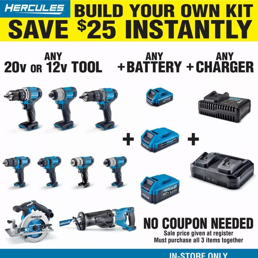 Power Tools Hercules | Hercules 20V Cordless 200 Mph Compact Jobsite Blower Tool Only