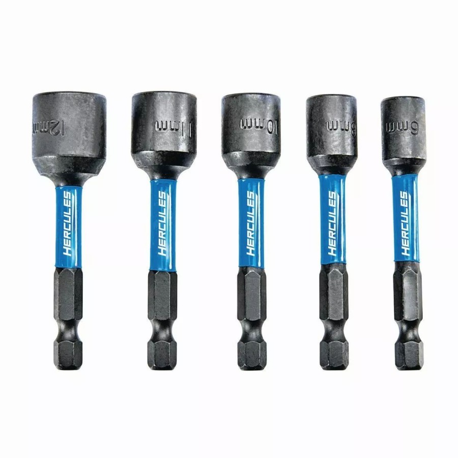 Power Tools Hercules | Hercules 2-9/16 In. Impact Rated Magnetic Nut Setters Metric, 5 Pc.