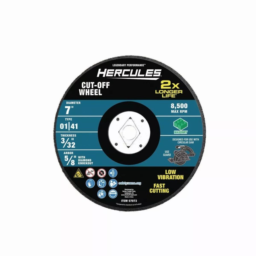 Power Tools Hercules | Hercules 7 In. X 3/32 In. X 5/8 In. Type 01/41 Masonry Cut-Off Wheel