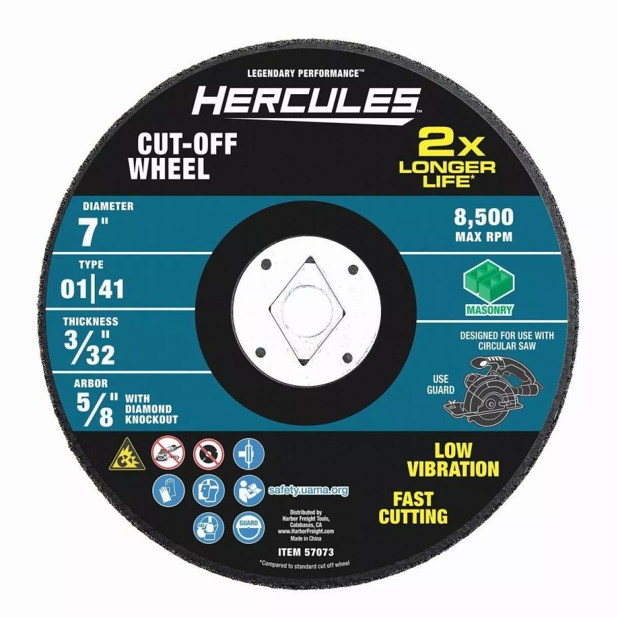 Power Tools Hercules | Hercules 7 In. X 3/32 In. X 5/8 In. Type 01/41 Masonry Cut-Off Wheel