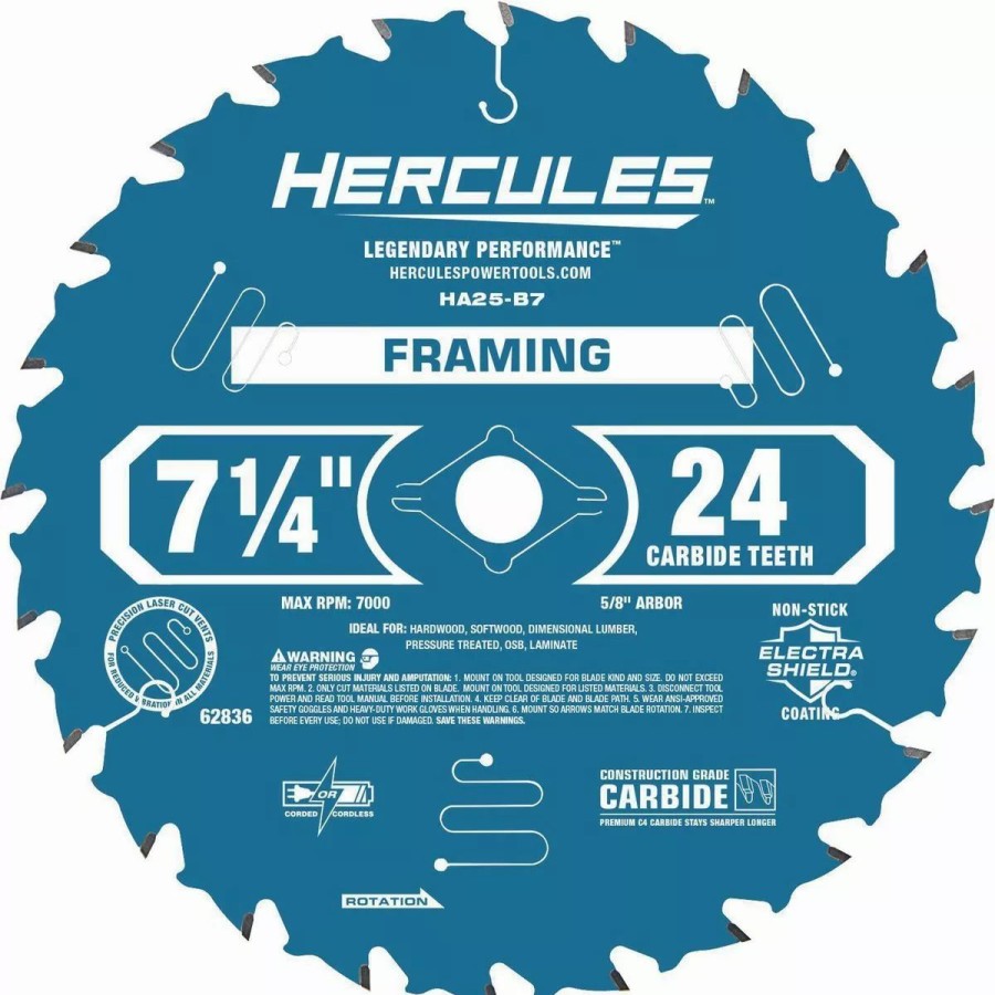 Power Tools Hercules | Hercules 7-1/4 In., 24T Framing Circular Saw Blade