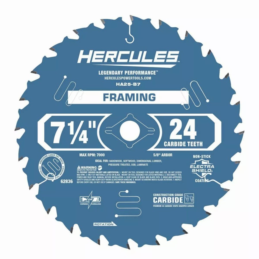 Power Tools Hercules | Hercules 7-1/4 In., 24T Framing Circular Saw Blade