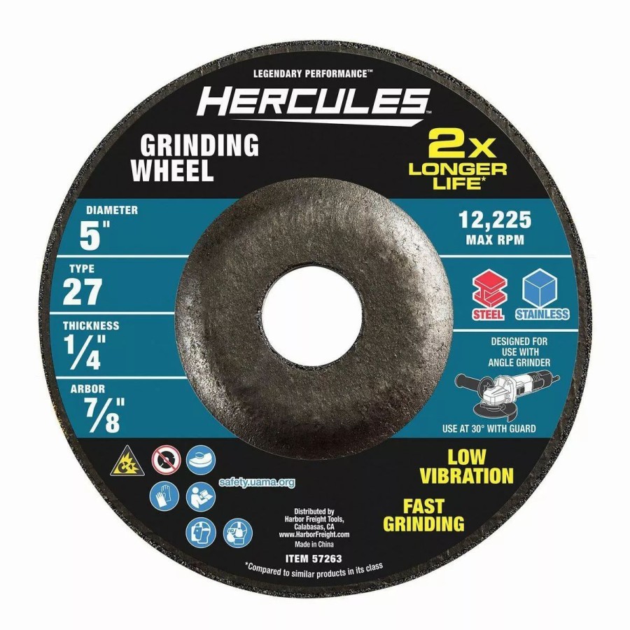 Power Tools Hercules | Hercules 5 In. X 1/4 In. X 7/8 In. Type 27 Metal Grinding Wheel