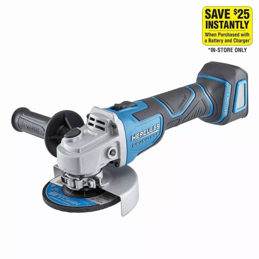 Power Tools Hercules | Hercules 20V Brushless Cordless 4-1/2 In. / 5 In. Slide Switch Angle Grinder Tool Only