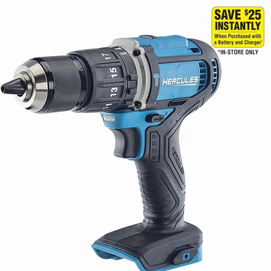 Power Tools Hercules | Hercules 20V Cordless 1/2 In. Compact Variable Speed Hammer Drill/Driver Tool Only