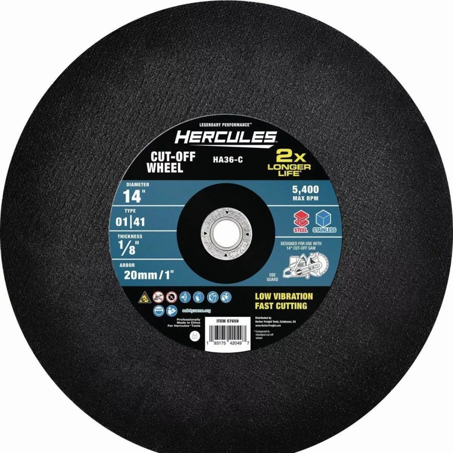 Power Tools Hercules | Hercules 14 In. X 1/8 In. X 20Mm/1 In. Type 01/41 Metal Cut-Off Wheel