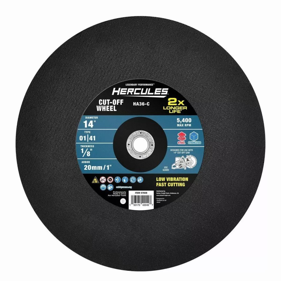 Power Tools Hercules | Hercules 14 In. X 1/8 In. X 20Mm/1 In. Type 01/41 Metal Cut-Off Wheel