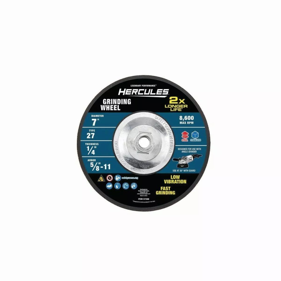 Power Tools Hercules | Hercules 7 In. X 1/4 In. X 5/8 In.-11 Type 27 Metal Grinding Wheel