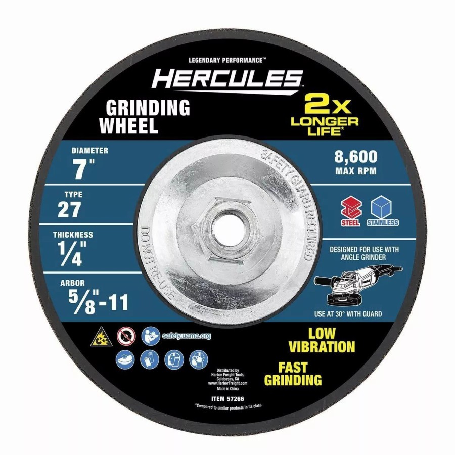 Power Tools Hercules | Hercules 7 In. X 1/4 In. X 5/8 In.-11 Type 27 Metal Grinding Wheel