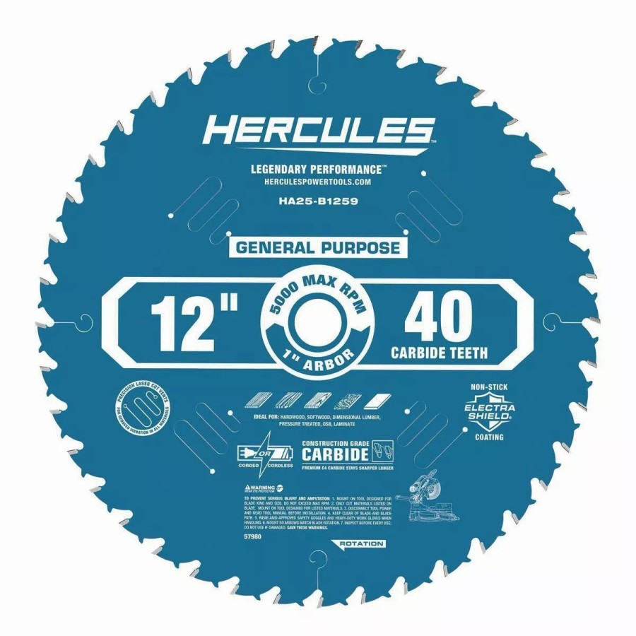 Power Tools Hercules | Hercules 12 In. , 40T General Purpose Miter Saw Blade