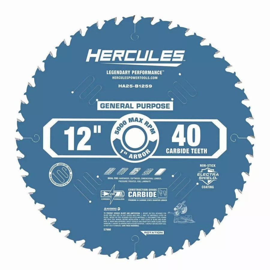 Power Tools Hercules | Hercules 12 In. , 40T General Purpose Miter Saw Blade