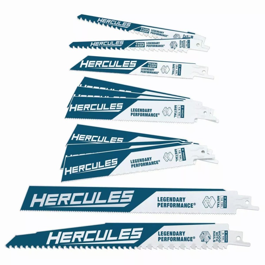 Power Tools Hercules | Hercules Demo And Thin Kerf Reciprocating Saw Blade Set, 12 Pc.