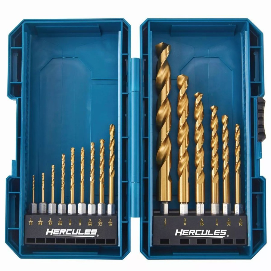 Power Tools Hercules | Hercules Impact Rated Hex Shank Titanium Drill Bit Set 15 Piece