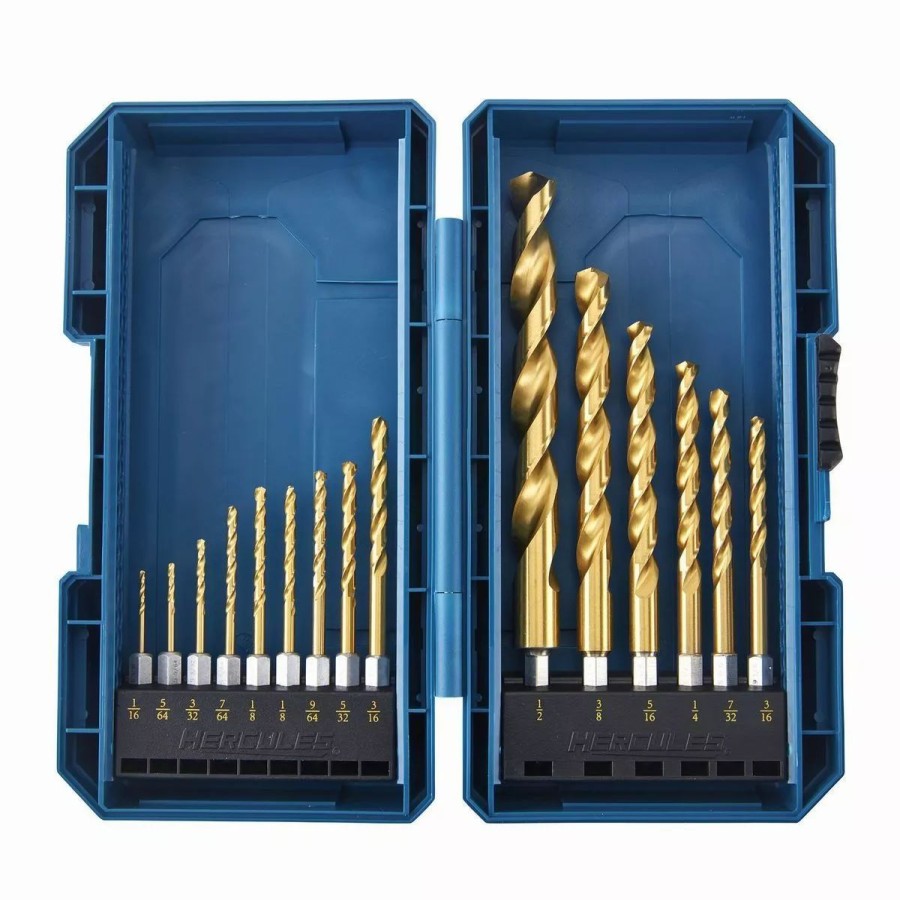 Power Tools Hercules | Hercules Impact Rated Hex Shank Titanium Drill Bit Set 15 Piece