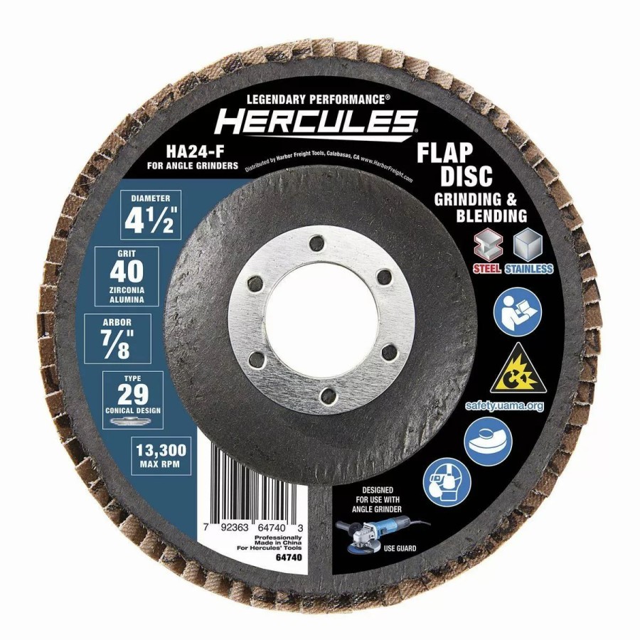 Power Tools Hercules | Hercules 4-1/2 In. 40 Grit Zirconia Type 29 Flap Disc