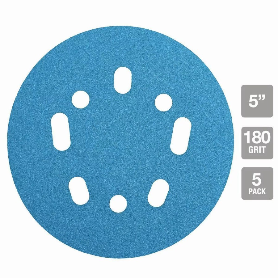 Power Tools Hercules | Hercules 5 In. 180 Grit Hook And Loop Universal Pattern Sanding Disc, 5 Pk.