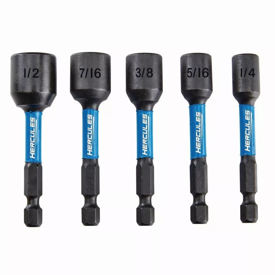 Power Tools Hercules | Hercules 2-9/16 In. Impact Rated Magnetic Nut Setters Sae, 5 Pc.