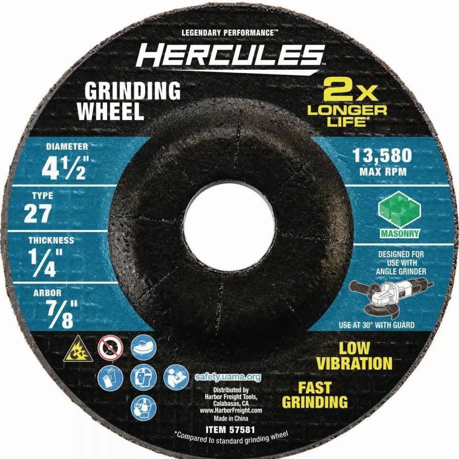 Power Tools Hercules | Hercules 4-1/2 In. X 1/4 In. X 7/8 In. Type 27 Masonry Grinding Wheel