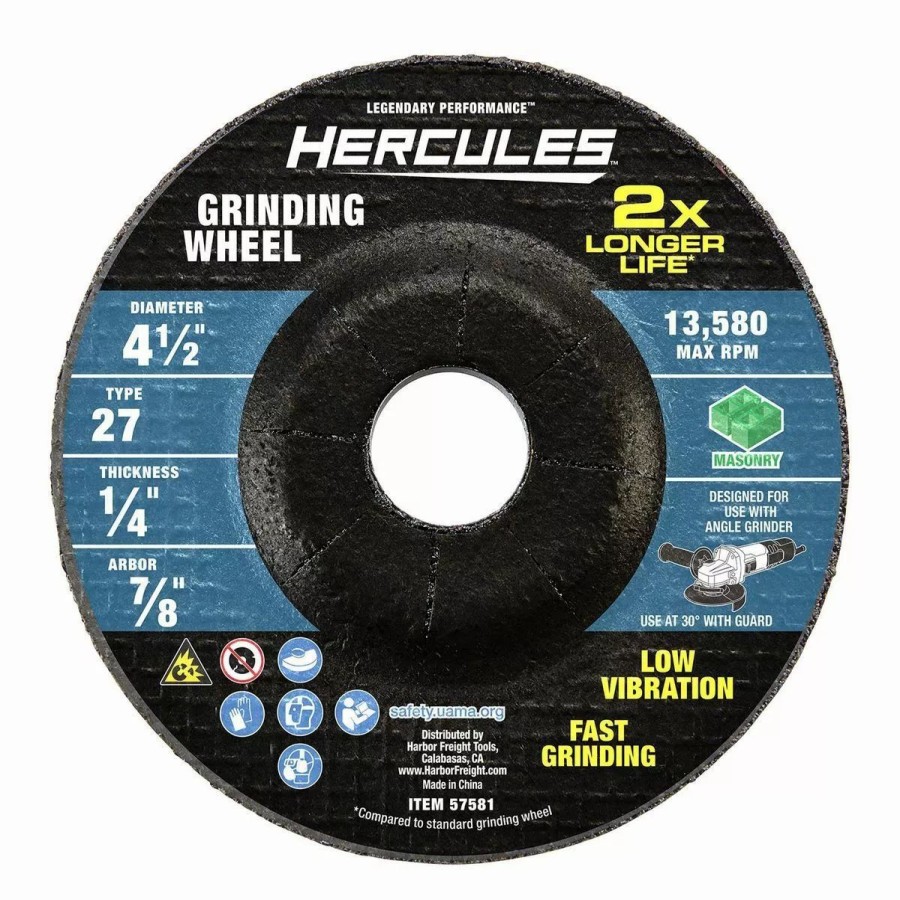 Power Tools Hercules | Hercules 4-1/2 In. X 1/4 In. X 7/8 In. Type 27 Masonry Grinding Wheel