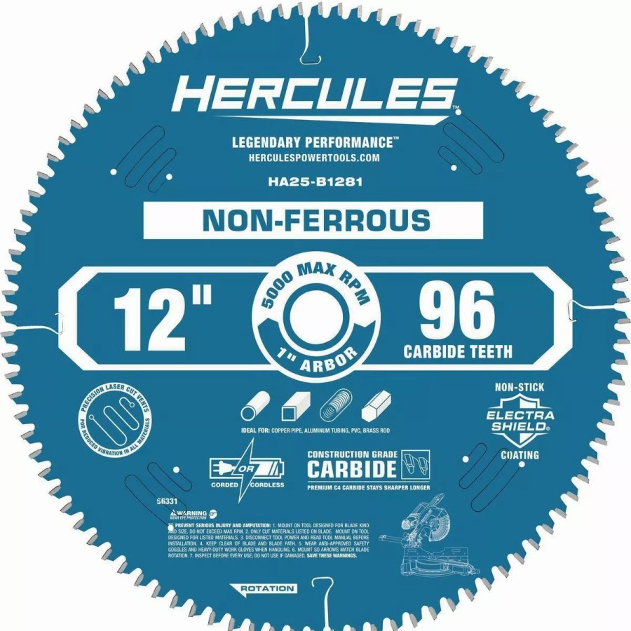 Power Tools Hercules | Hercules 12 In., 96T Laminate/Plastics/Non-Ferrous Metal Cutting Miter Saw Blade