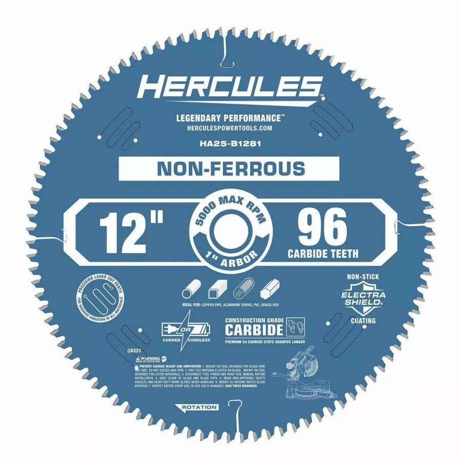 Power Tools Hercules | Hercules 12 In., 96T Laminate/Plastics/Non-Ferrous Metal Cutting Miter Saw Blade