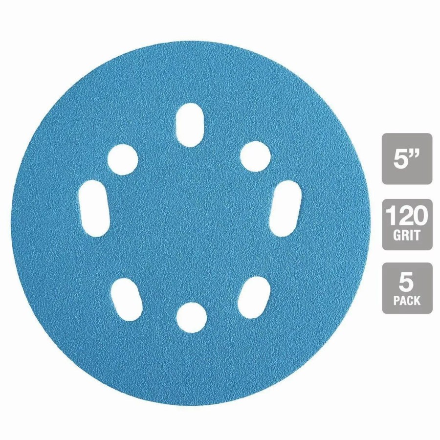 Power Tools Hercules | Hercules 5 In. 120 Grit Hook And Loop Universal Pattern Sanding Disc, 5 Pk.