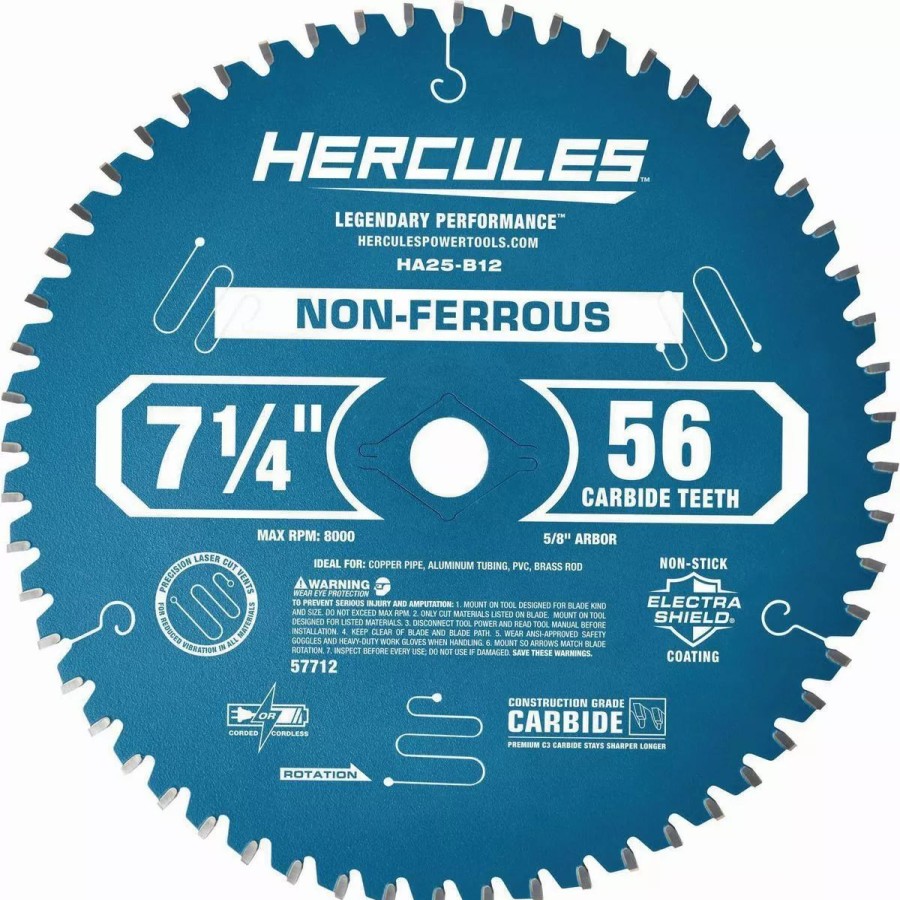 Power Tools Hercules | Hercules 7-1/4 In., 56T Non-Ferrous Circular Saw Blade