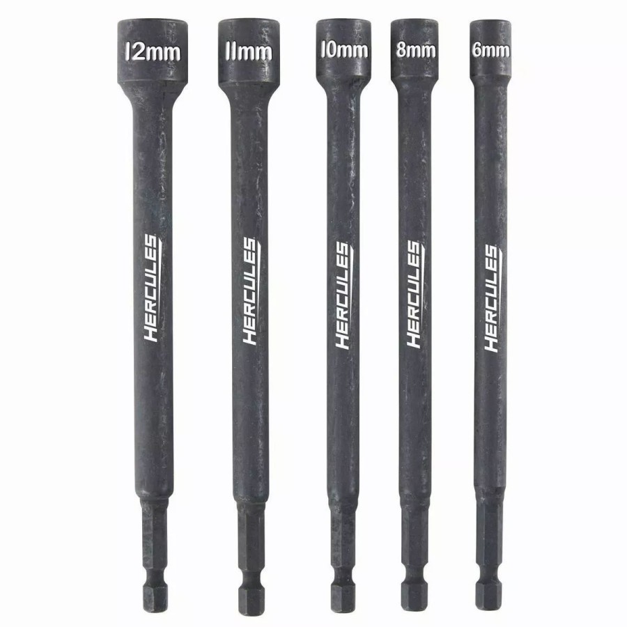 Power Tools Hercules | Hercules 6 In. Impact Rated Magnetic Nut Setters Metric, 5 Pc.