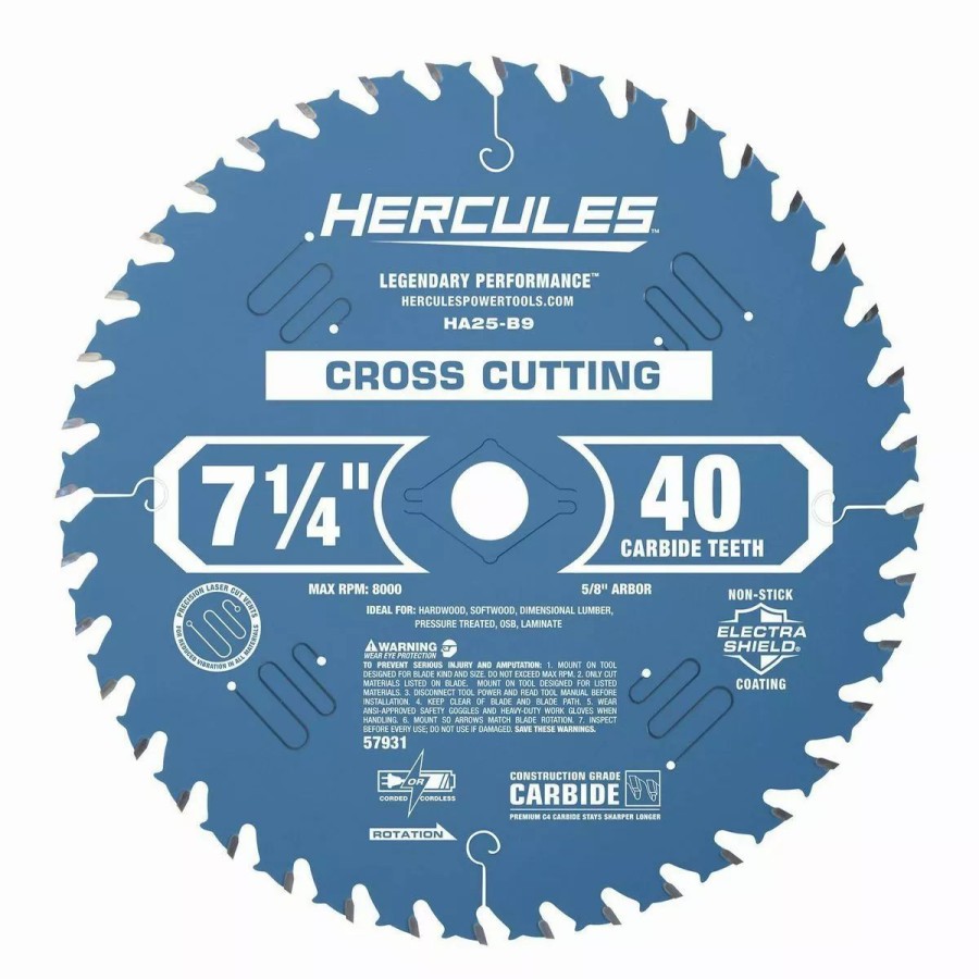 Power Tools Hercules | Hercules 7-1/4 In. , 40T Cross Cutting Circular Saw Blade