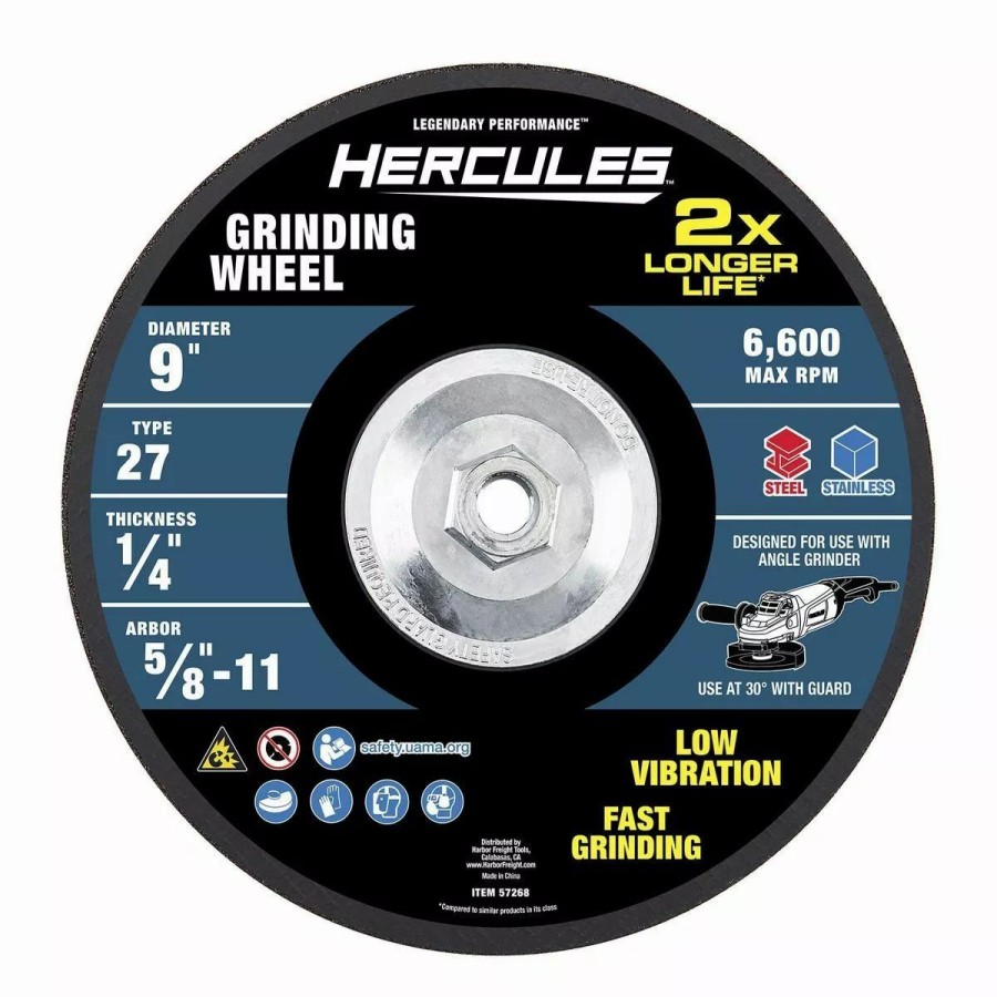 Power Tools Hercules | Hercules 9 In. X 1/4 In. X 5/8-11 In. Type 27 Metal Grinding Wheel