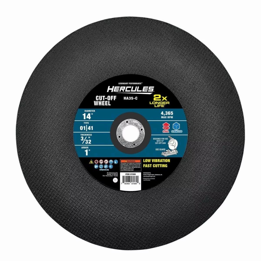 Power Tools Hercules | Hercules 14 In. X 3/32 In. X 20Mm/1 In. Type 01/41 Metal Cut-Off Wheel