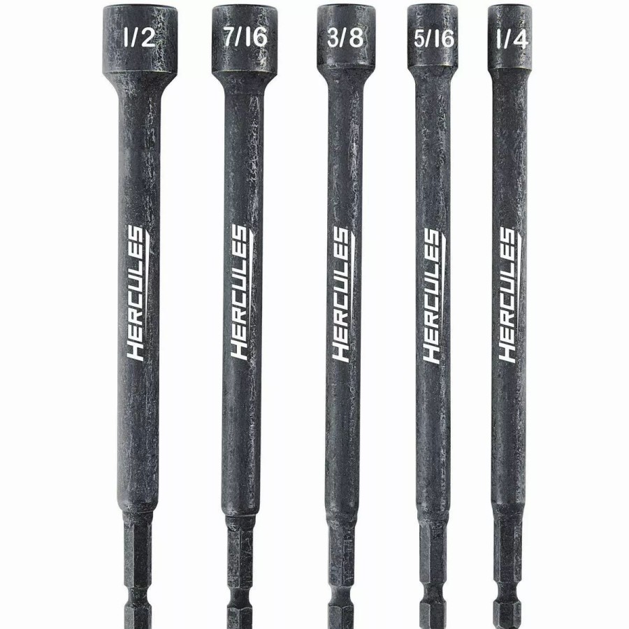 Power Tools Hercules | Hercules 6 In. Impact Rated Magnetic Nut Setters Sae, 5 Pc.