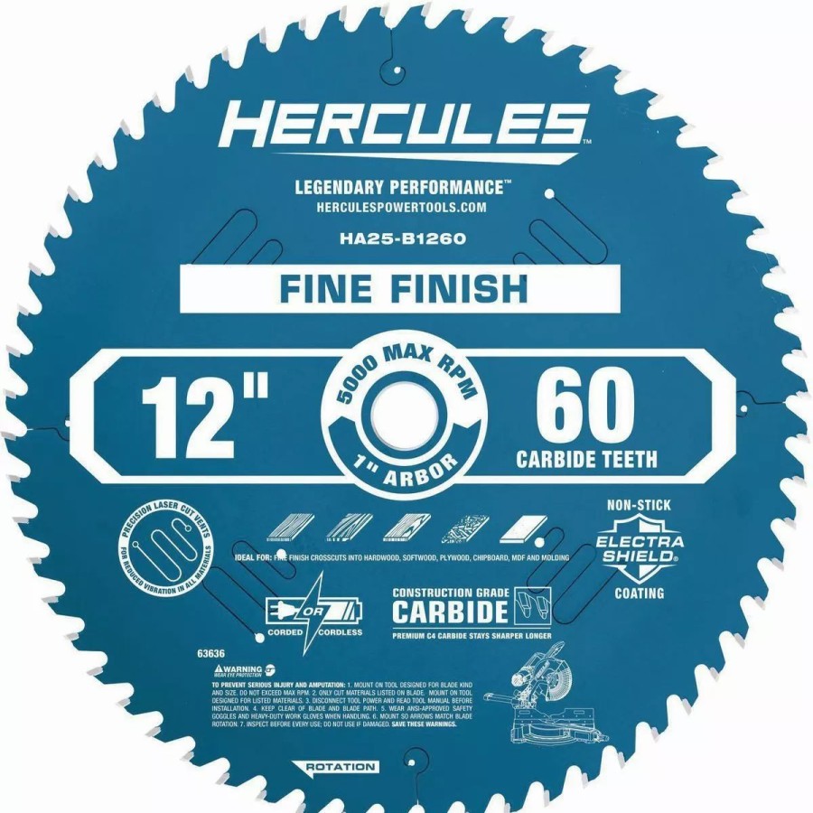 Power Tools Hercules | Hercules 12 In. , 60T Fine Finish Miter Saw Blade