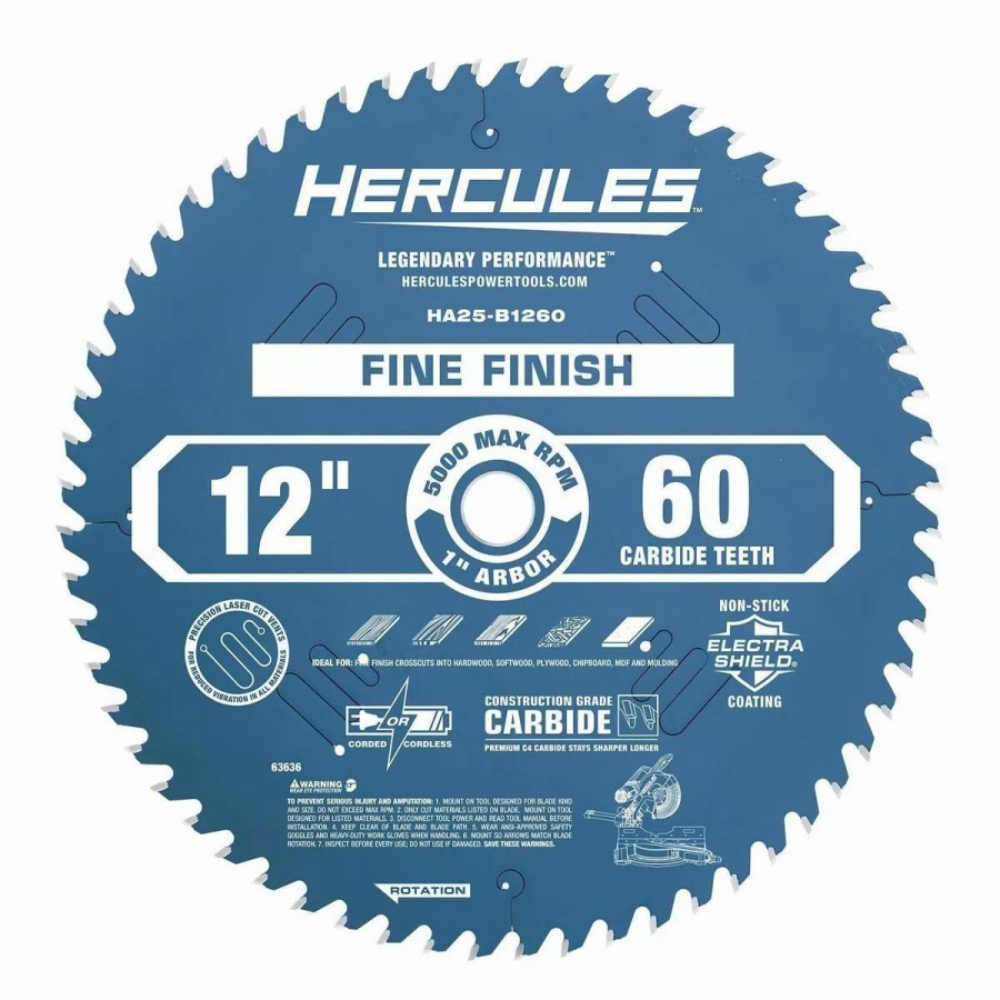 Power Tools Hercules | Hercules 12 In. , 60T Fine Finish Miter Saw Blade