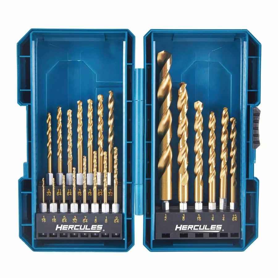 Power Tools Hercules | Hercules Impact Rated Hex Titanium Drill Bit Set, 21 Piece