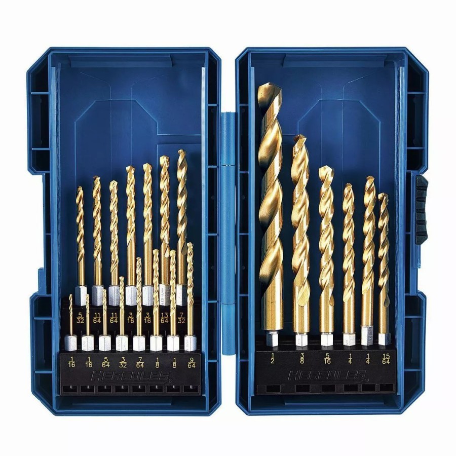 Power Tools Hercules | Hercules Impact Rated Hex Titanium Drill Bit Set, 21 Piece