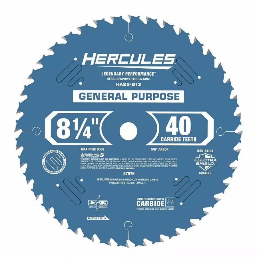 Power Tools Hercules | Hercules 8-1/4 In., 40T General Purpose Table Saw Blade