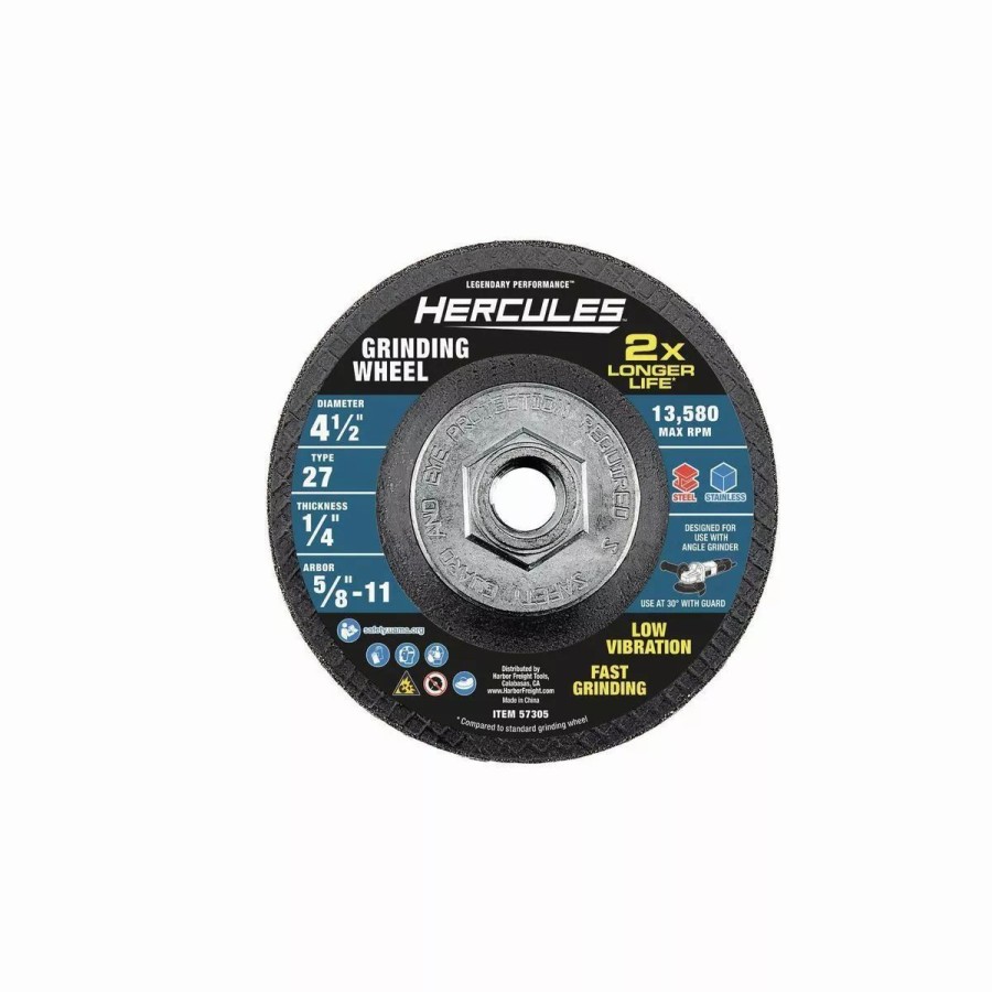 Power Tools Hercules | Hercules 4-1/2 In. X 1/4 In. X 5/8 In.-11 Type 27 Metal Grinding Wheel