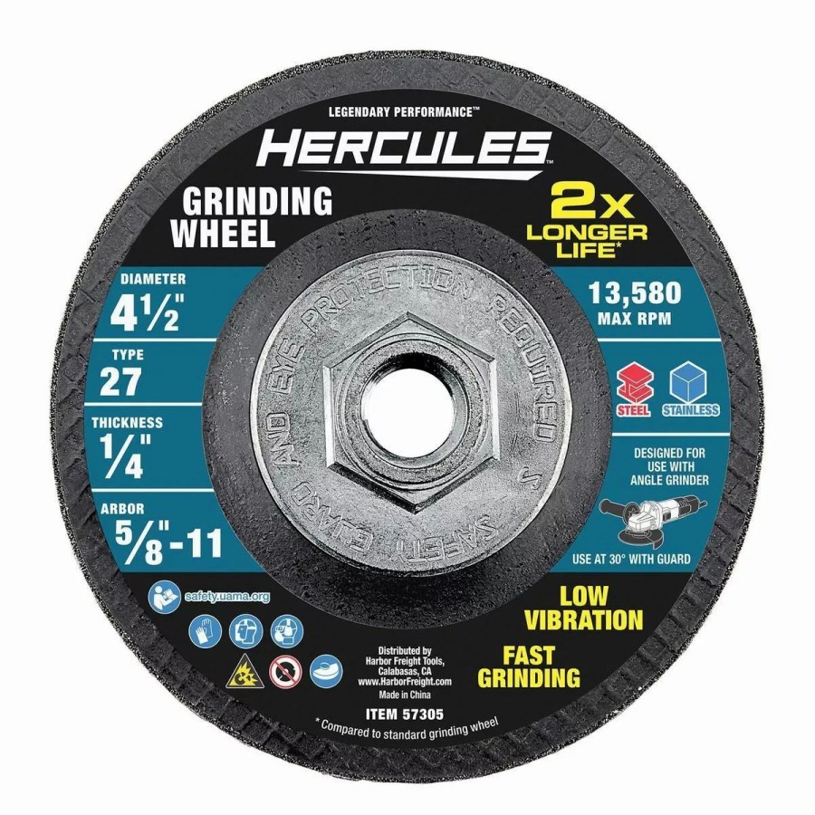 Power Tools Hercules | Hercules 4-1/2 In. X 1/4 In. X 5/8 In.-11 Type 27 Metal Grinding Wheel