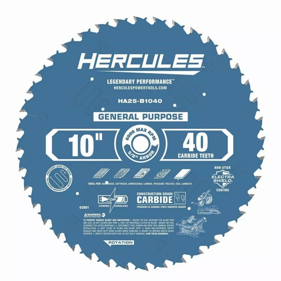 Power Tools Hercules | Hercules 10 In., 40T General Purpose Miter And Table Saw Blade