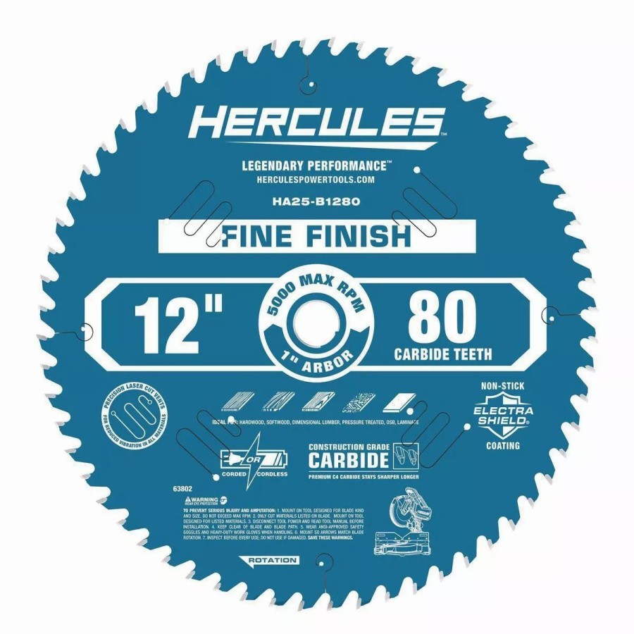 Power Tools Hercules | Hercules 12 In., 80T Fine Finish Miter Saw Blade