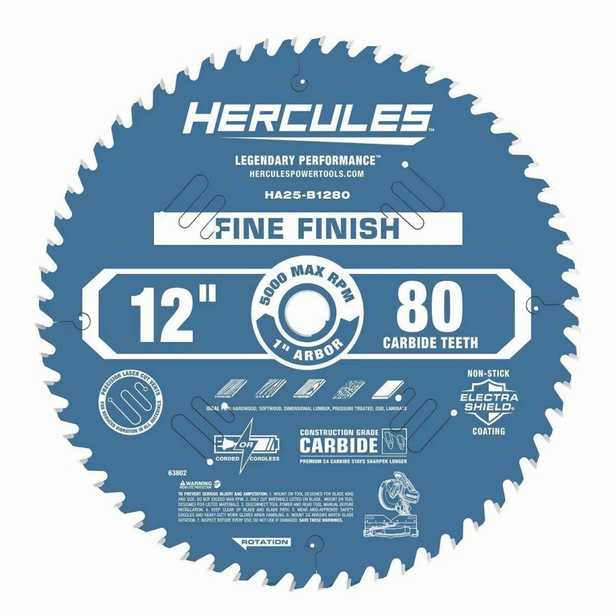 Power Tools Hercules | Hercules 12 In., 80T Fine Finish Miter Saw Blade