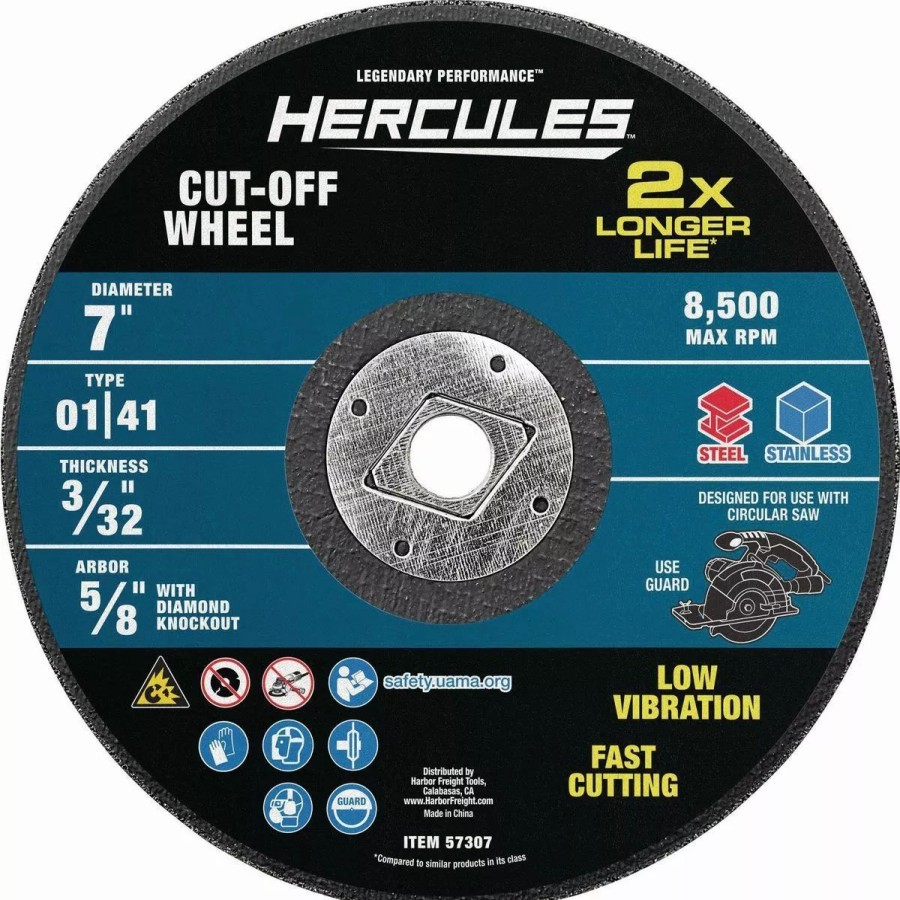 Power Tools Hercules | Hercules 7 In. X 3/32 In. X 5/8 In. Type 01/41 Metal Cut-Off Wheel