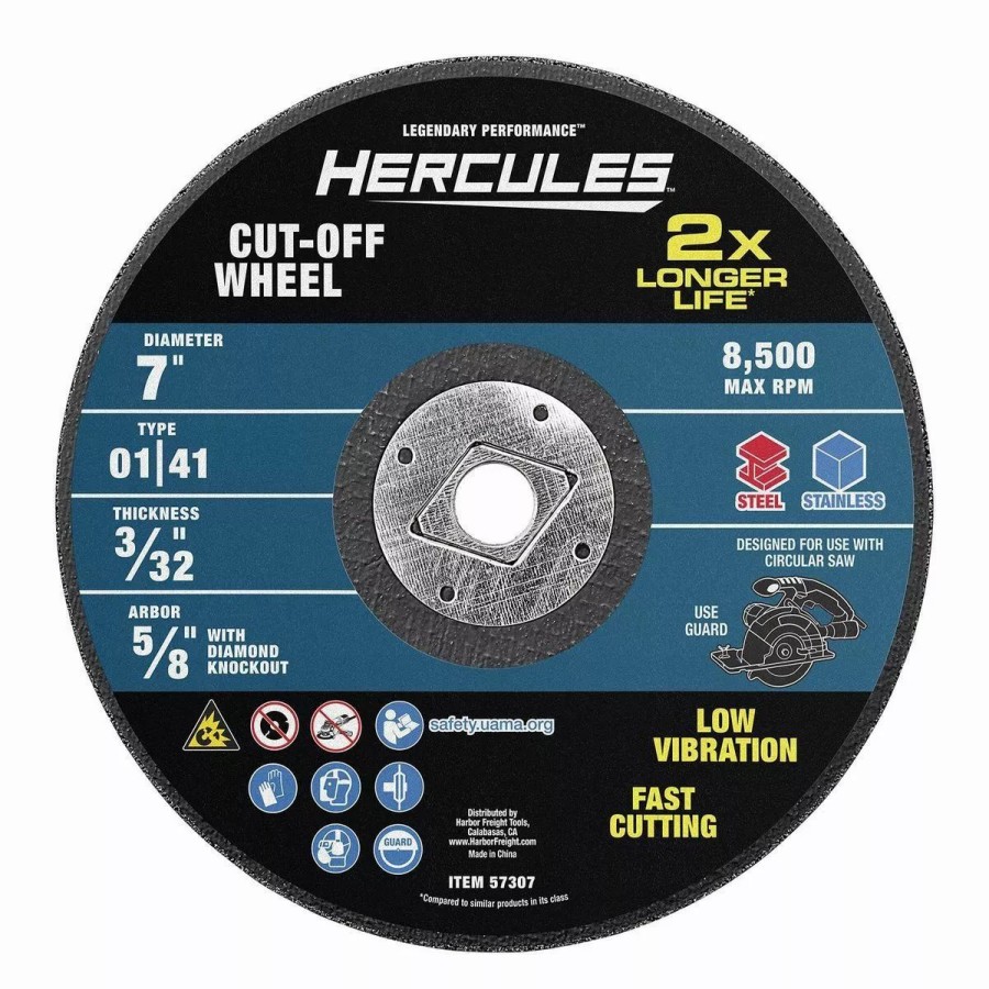 Power Tools Hercules | Hercules 7 In. X 3/32 In. X 5/8 In. Type 01/41 Metal Cut-Off Wheel