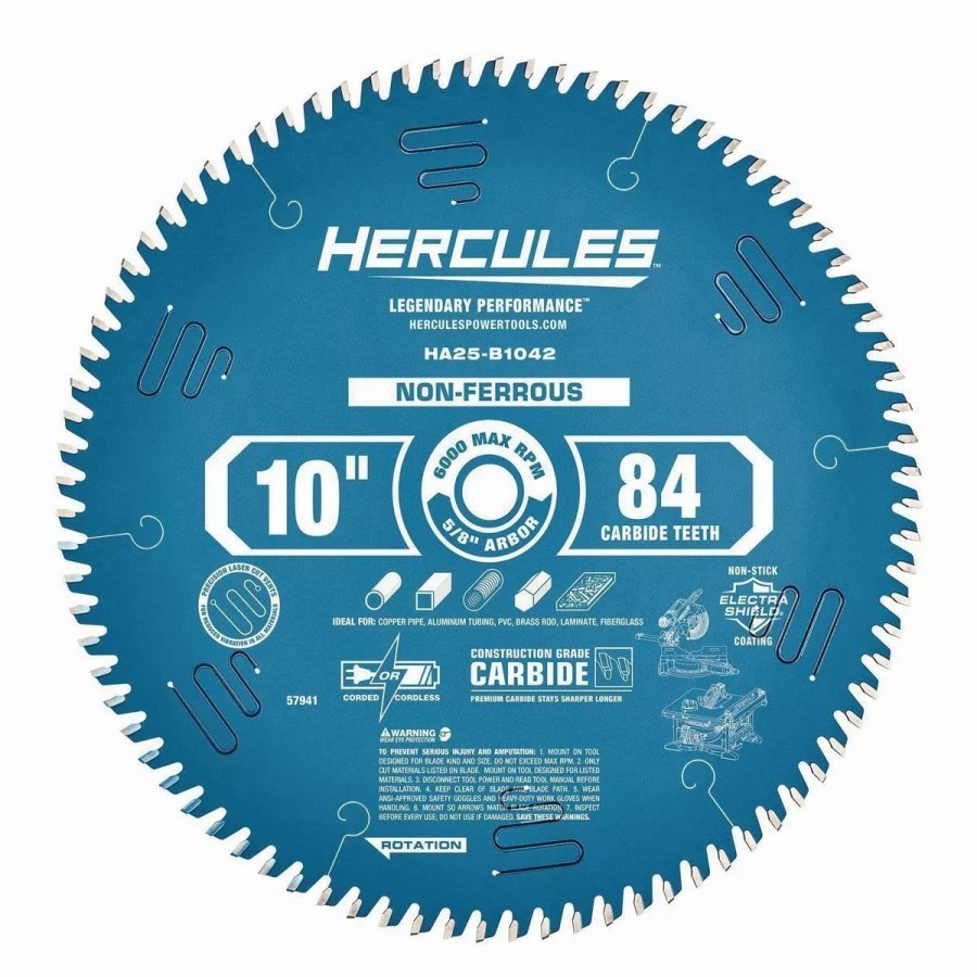 Power Tools Hercules | Hercules 10 In., 84T Laminate/Plastics/Non-Ferrous Metal Cutting Miter And Table Saw Blade