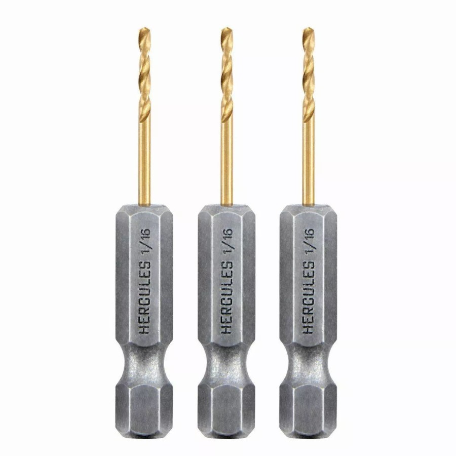 Power Tools Hercules | Hercules 1/16 In. Impact Rated Hex Shank Titanium Drill Bit Set, 3 Piece